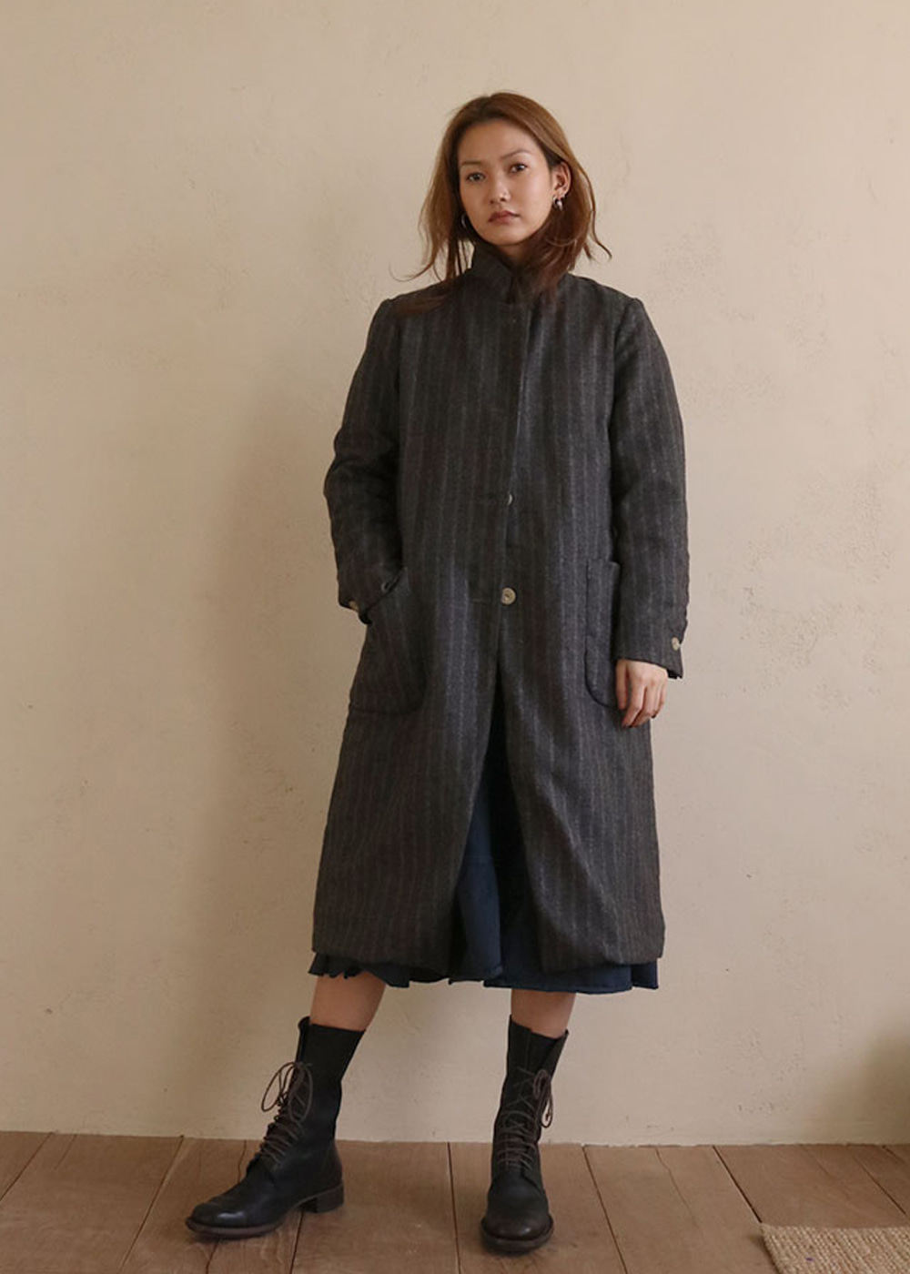 Contrail Double Stripe Wool Coat
