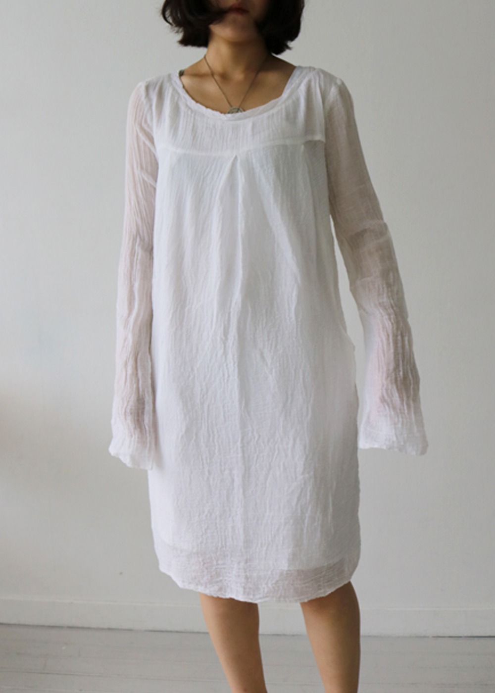 Pleat Cotton Gauze Dress