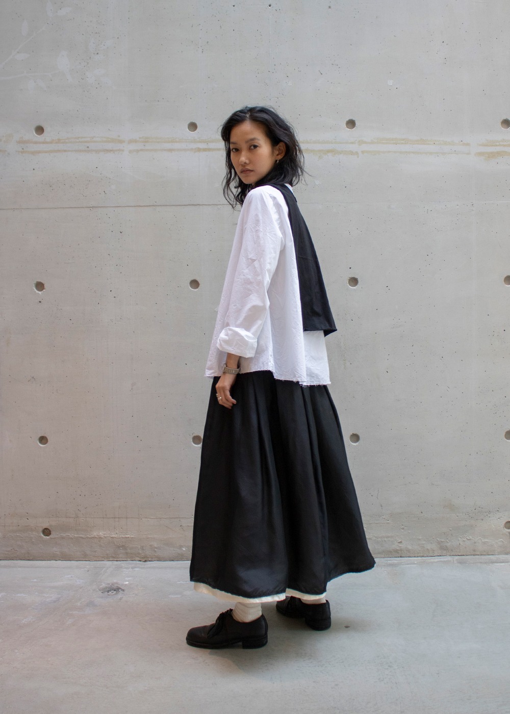 Deep Pocket Silk Skirt